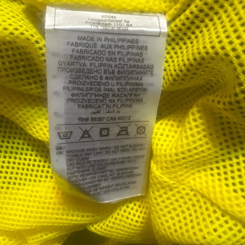 adidas Yellow Mesh Fabric - Bright Yellow Athletic Material size L